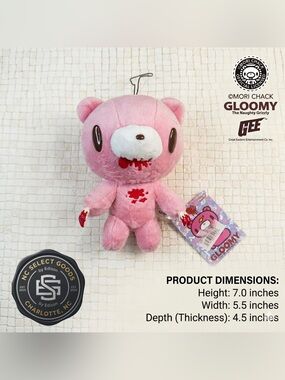Gloomy Bear Pink Plush Bloody Tongue Out 7" GEE Great Eastern Entertainment NWT